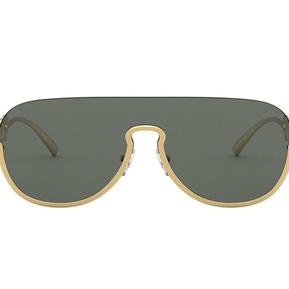 Versace never worn Medusa logo shield mirror sunglasses - unisex, grey/gold - Picture 8 of 16